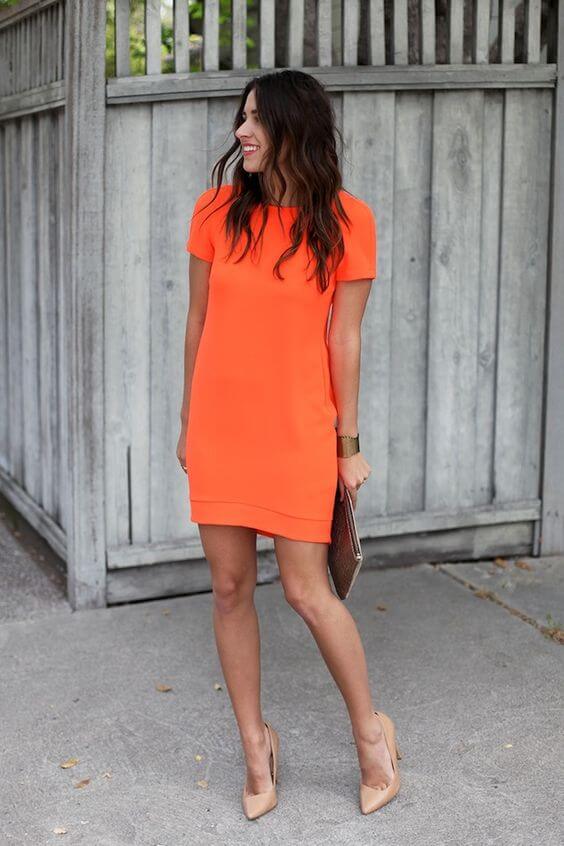 что надеть на первое свидание: оранжевое платье