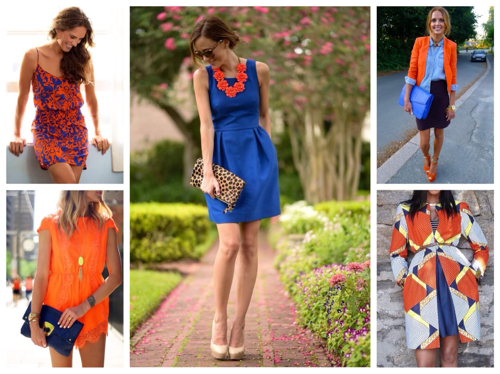 синий и оранжевый цвет в одежде