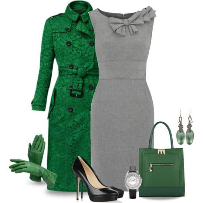 серый и зеленый цвет в одежде