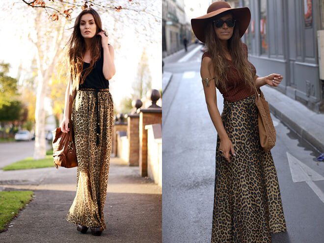 длинная леопардовая юбка