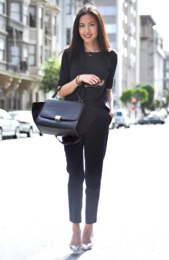 Business Casual: черные брюки с футболкой