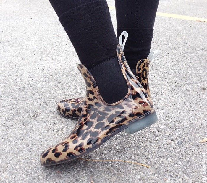резиновые леопардовые ботинки