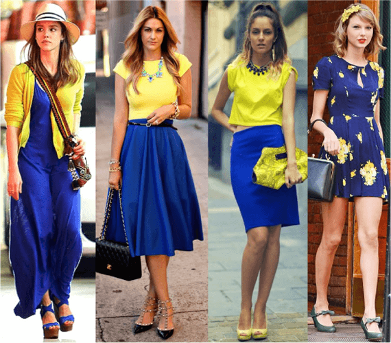 сочетание синего и желтого в одежде
