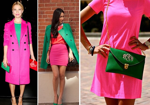 розовая одежда с зеленой